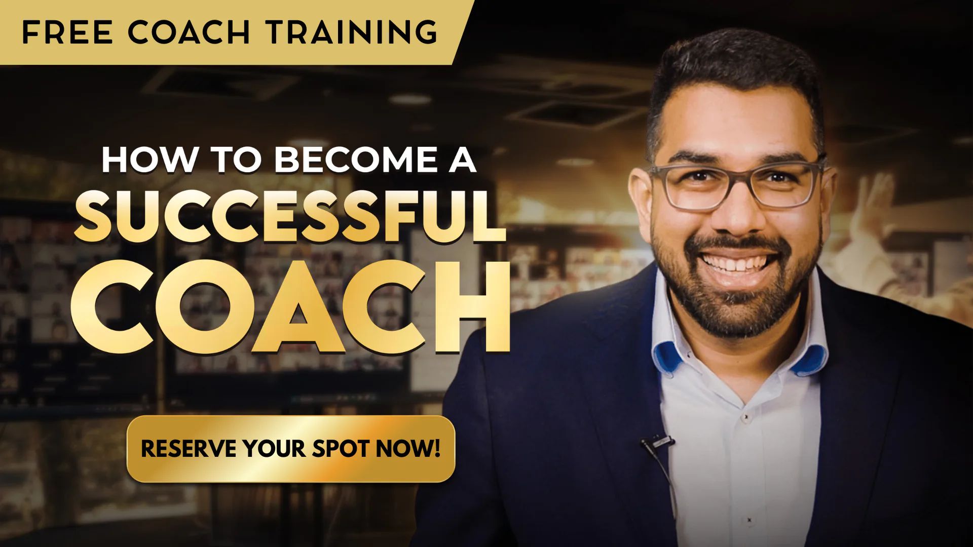 Rashid Mubashir presenting the free How to Become a Successful Coach online training